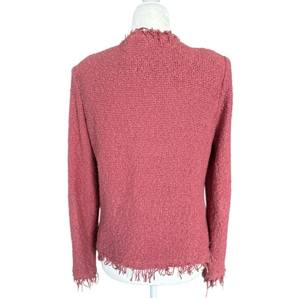 IRO Shavani Boucle Knit Fringe Pink Jacket - Picture 8 of 12